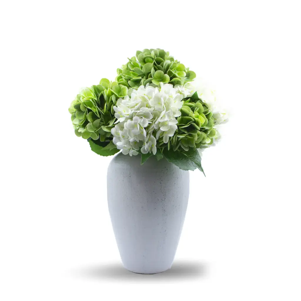 DECORATIVE VASE-LARGE (WHITE & GREEN)